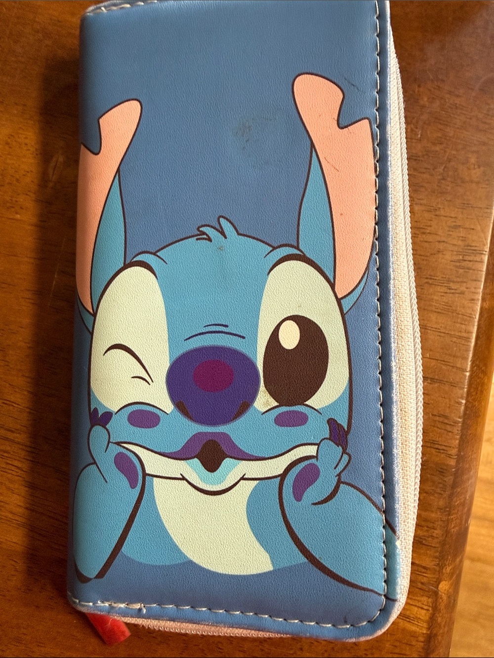 Disney Blue and Pink Stitch Zip-Around Wallet